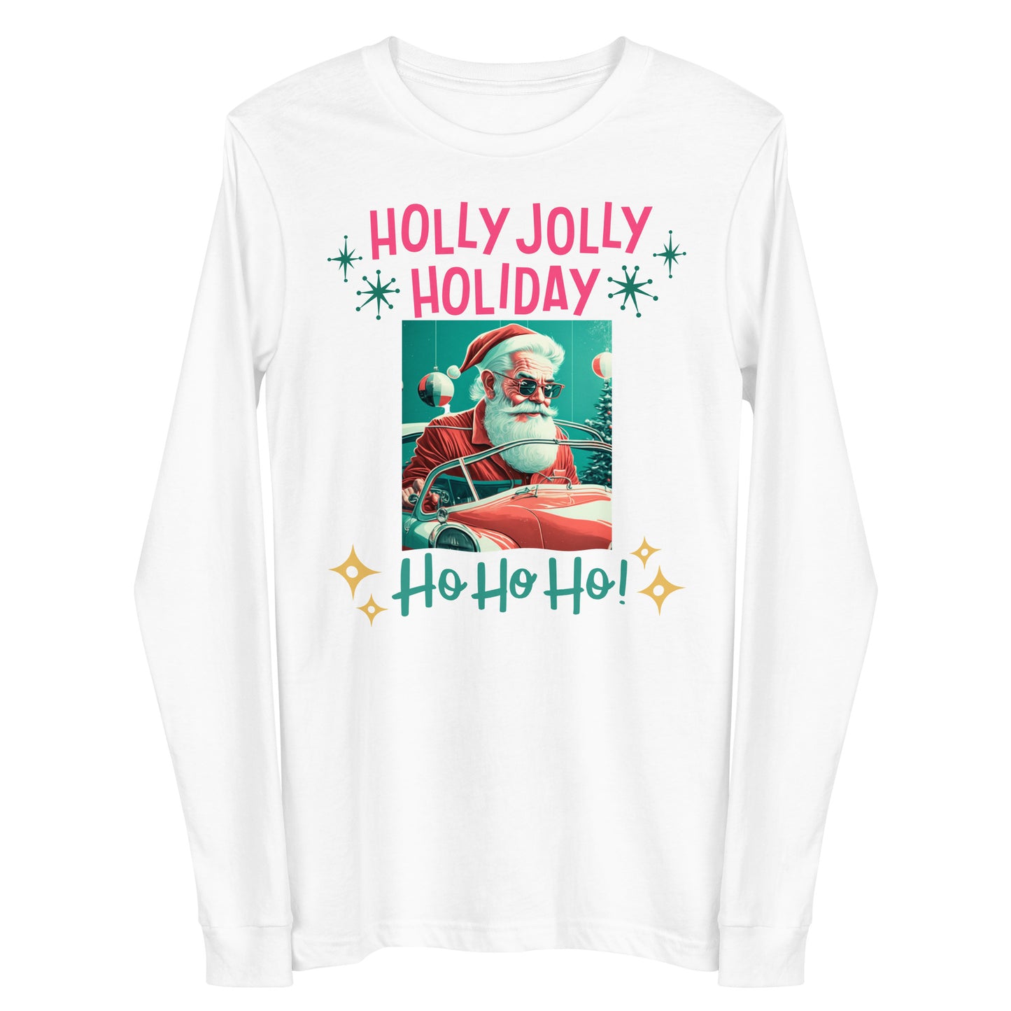 Retro Vegas Santa Swinging Holiday Unisex Long Sleeve Tee