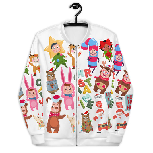 Retro Christmas Toons Unisex Bomber Jacket