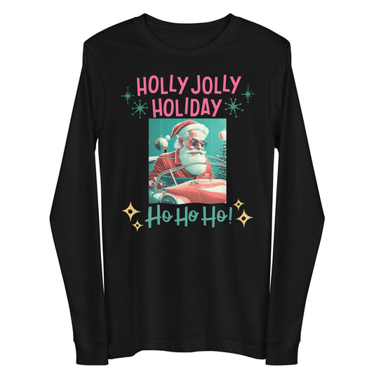 Retro Vegas Santa Swinging Holiday Unisex Long Sleeve Tee